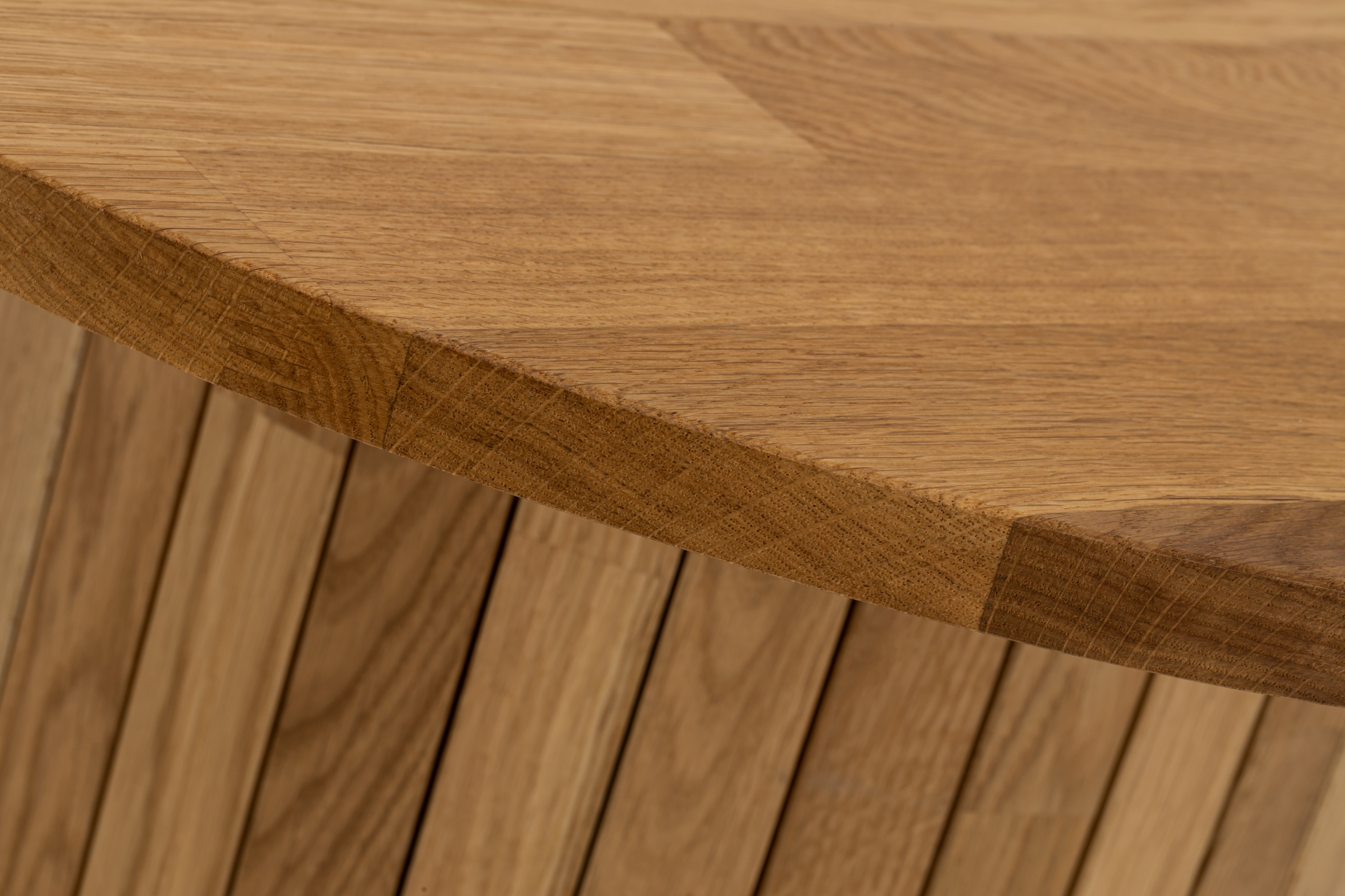 Detailed shot of the KALDA coffee table highlighting its slatted design