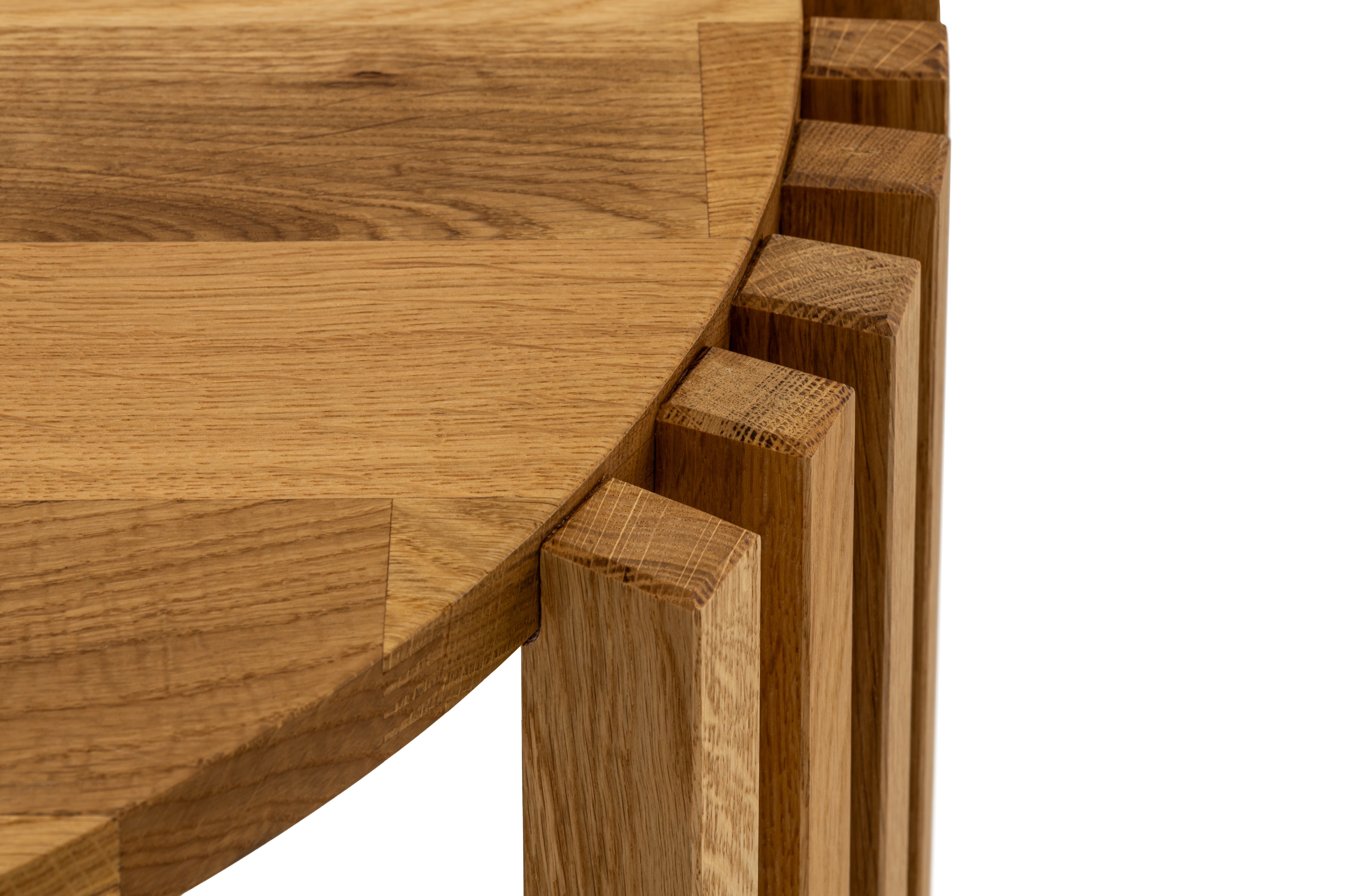 Detailed shot of the KOHVI coffee table highlighting its slatted design