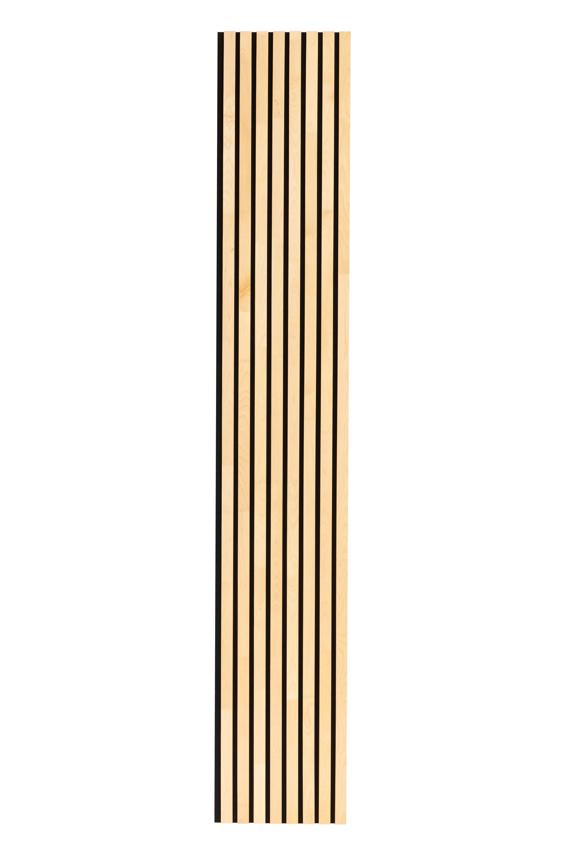 Panneau acoustique en bois massif - bouleau naturel - 2400x400mm - Lames 35mm, avec feutre noir