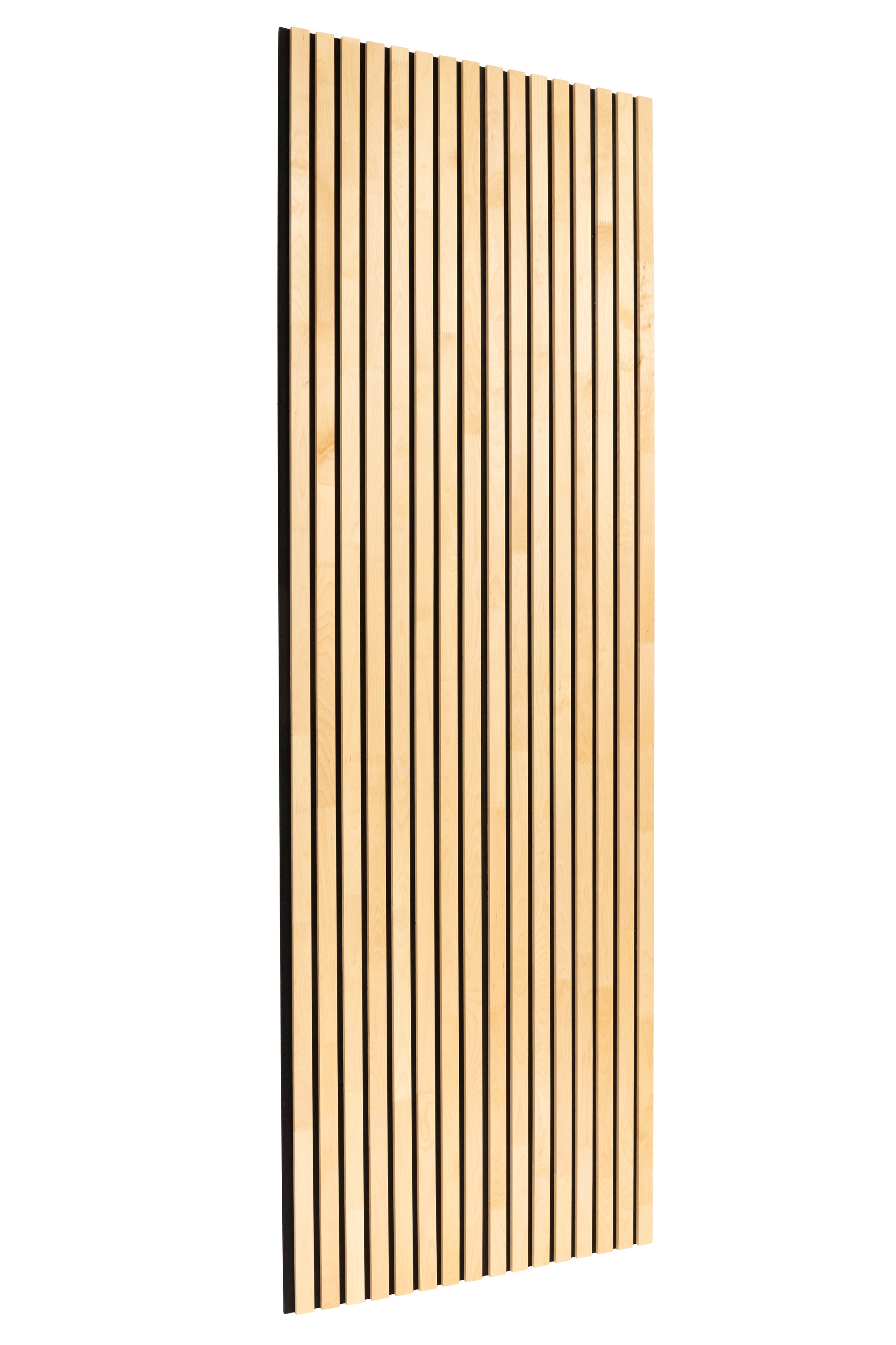 Panneau acoustique en bois massif - bouleau naturel - 2400x400mm - Lames 35mm, avec feutre noir