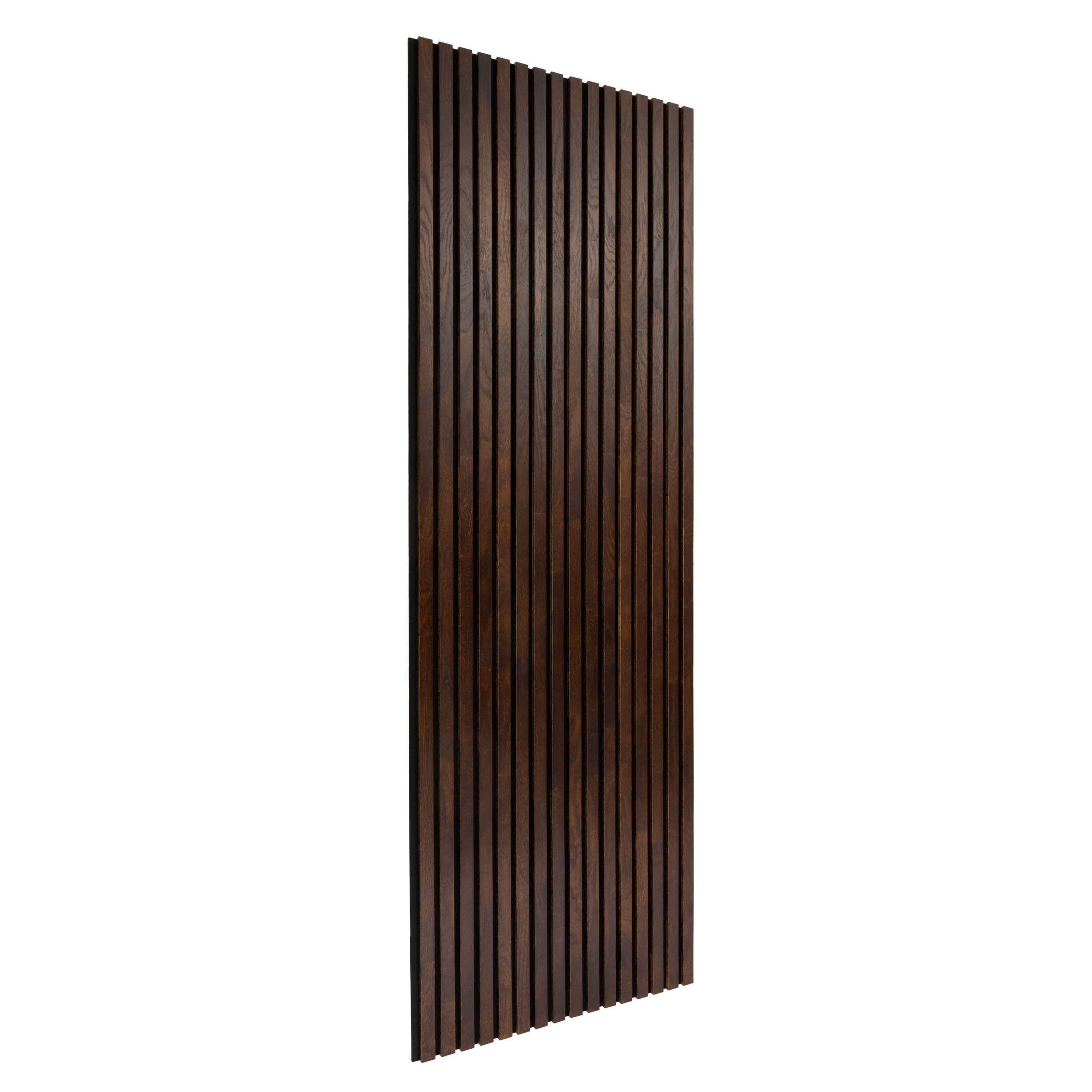 Panneau acoustique en bois massif - Chocolat - 2400x400mm - Lamelles 35mm, avec feutre noir