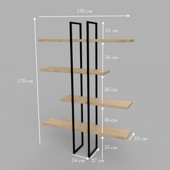 Solid wood floating shelf ÄIKE with two metal frames measurements