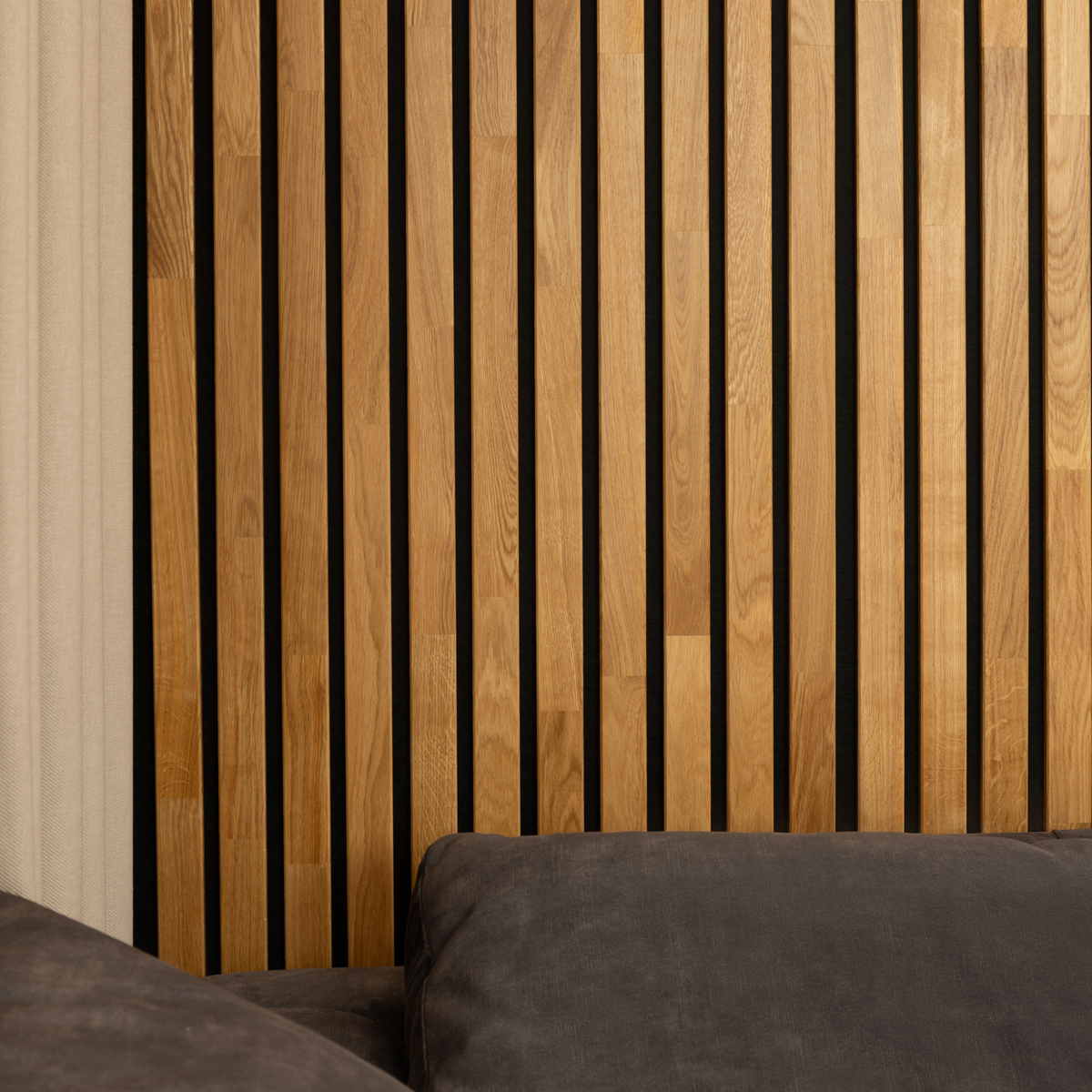 Solid Wood Acoustic Panel - Natural Oak - 2400x600mm - Slats 35mm