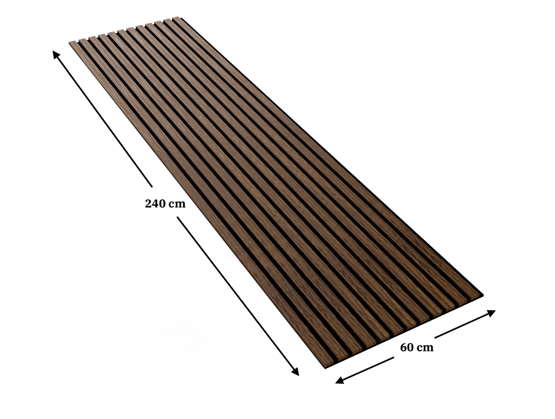 Dekoratiivne tahke puidust akustiline paneel 2400x600mm - 40mm liistud, must vildist tagakate