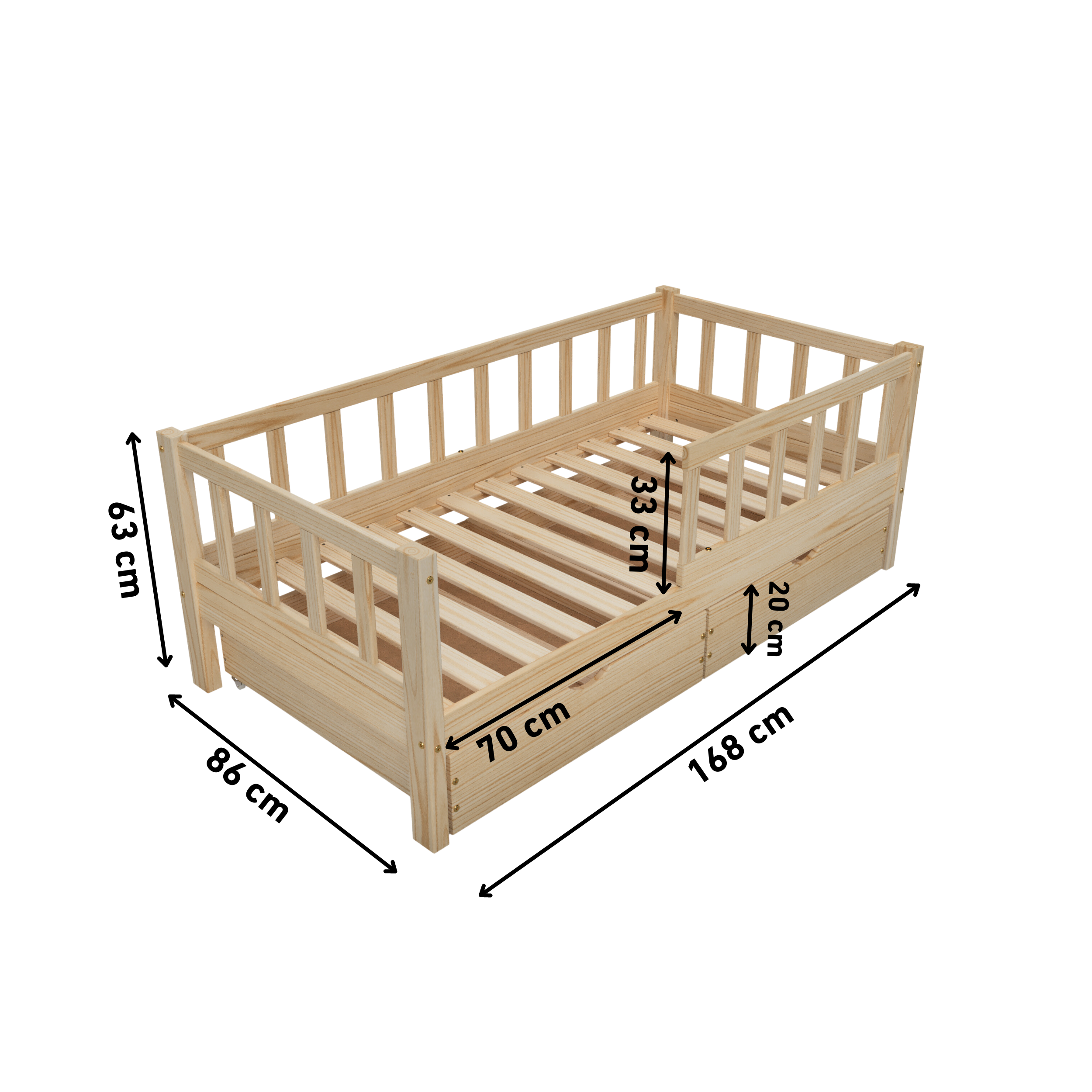 Lit d'enfant VARBLANE naturel 80x160