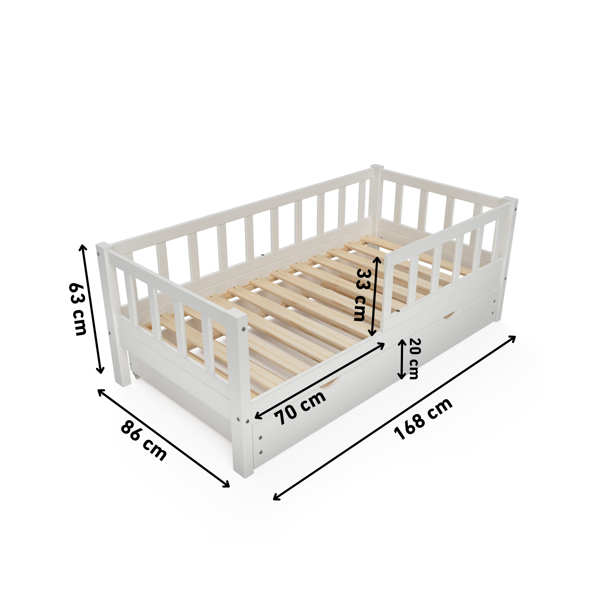 Kleinkindbett VARBLANE weiß 80x160