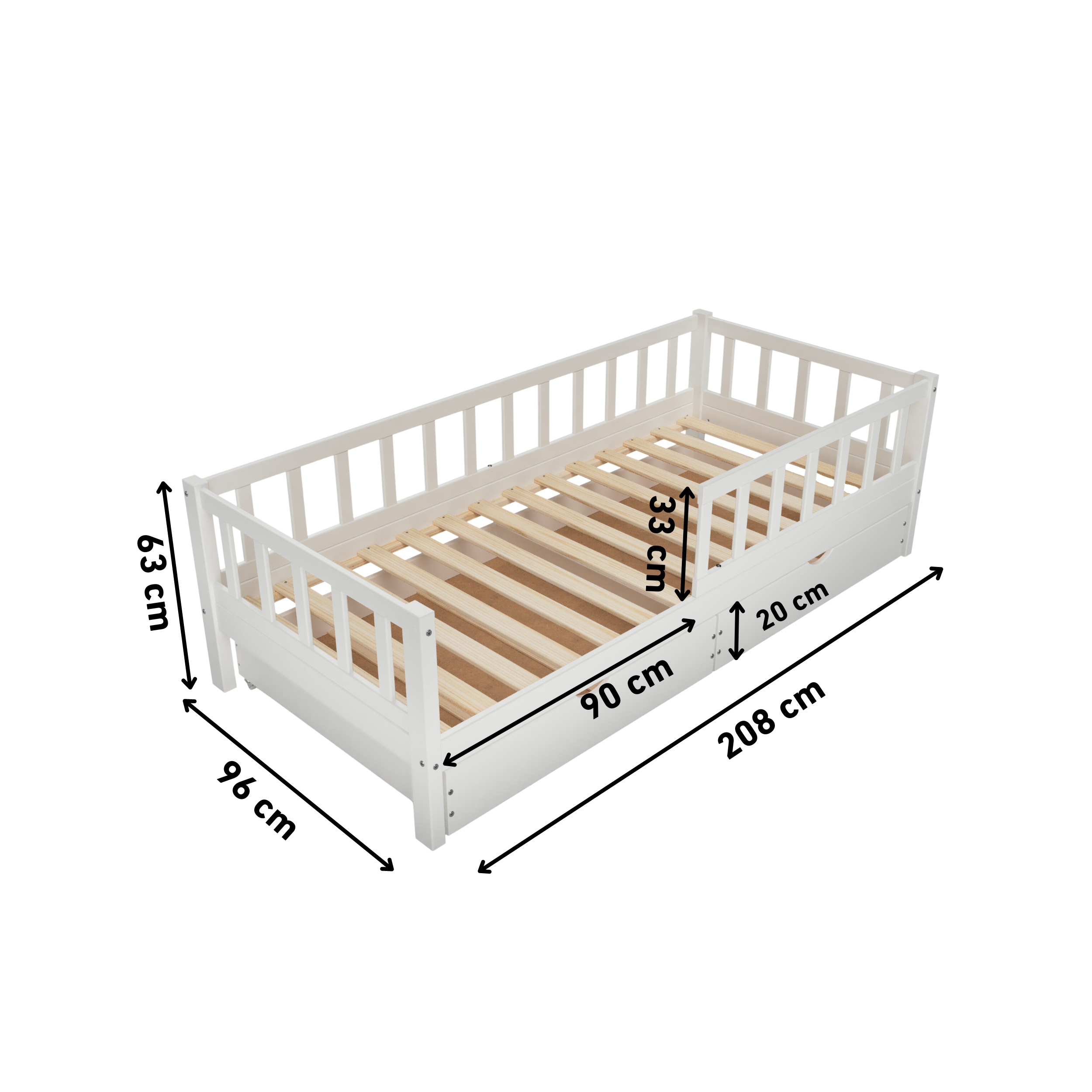 Kleinkindbett VARBLANE weiß 90x200