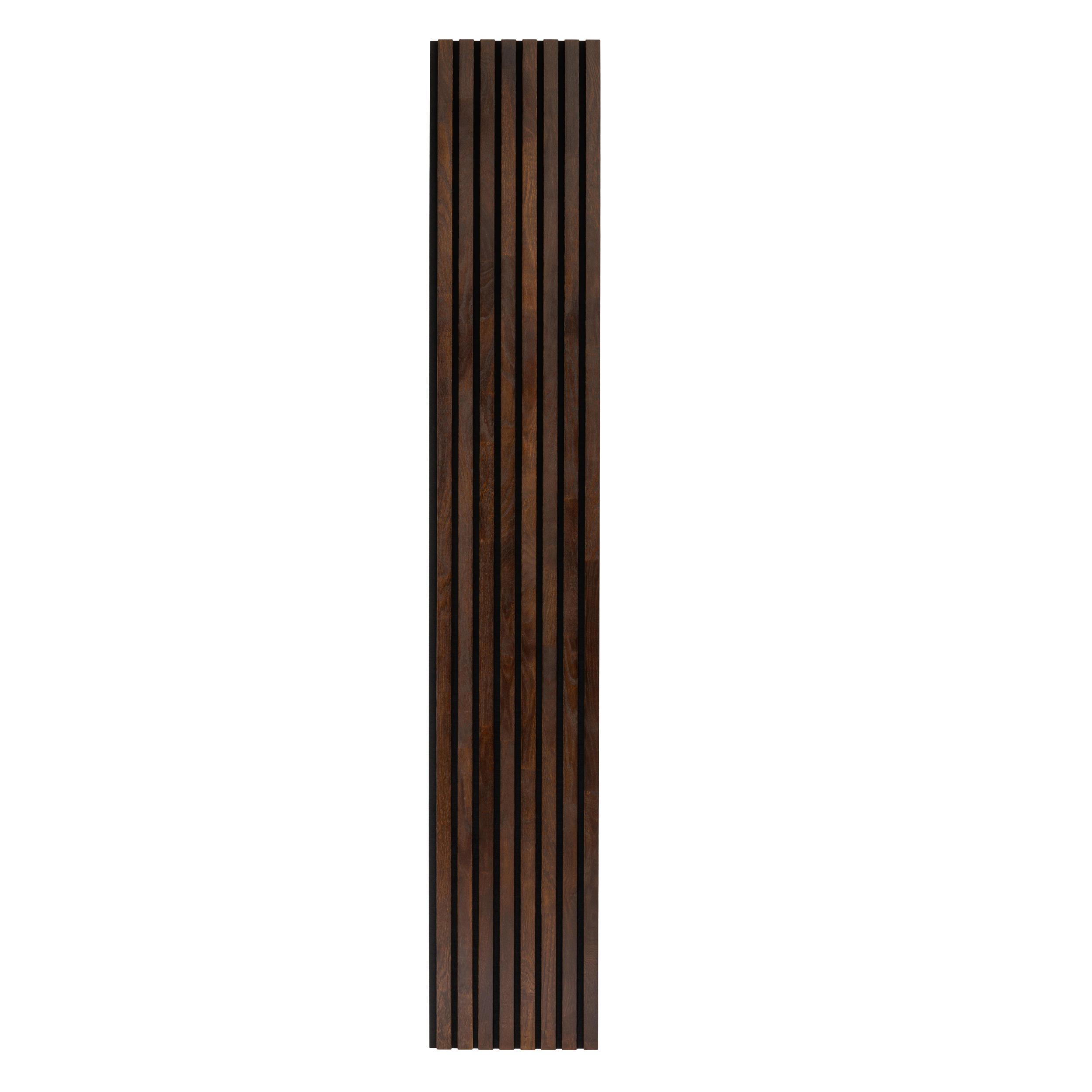 Panneau acoustique en bois massif - Chocolat - 2400x400mm - Lamelles 35mm, avec feutre noir