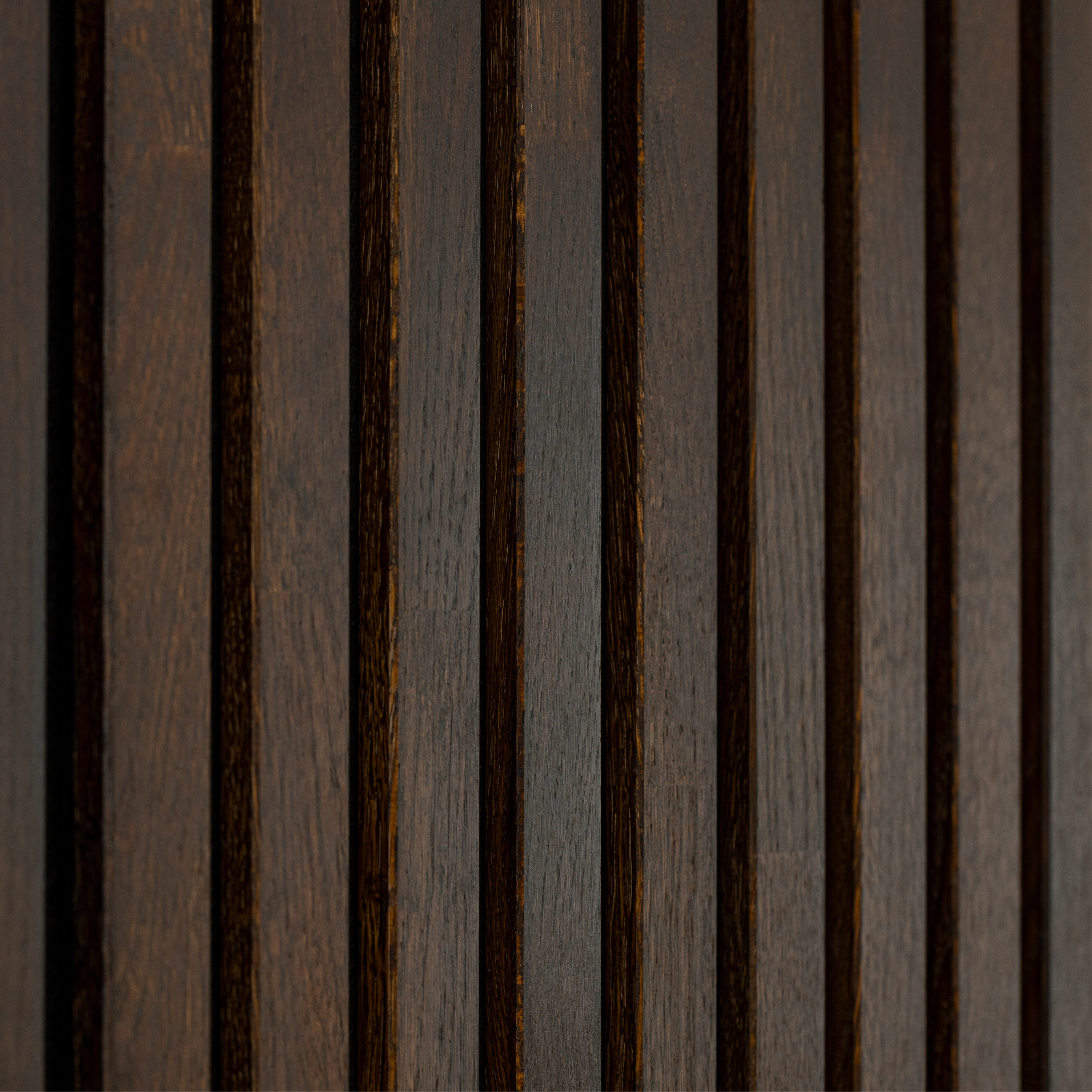 Solid Wood Acoustic Panel - Chocolate - 2400x600mm - Slats 35mm, with Black Felt