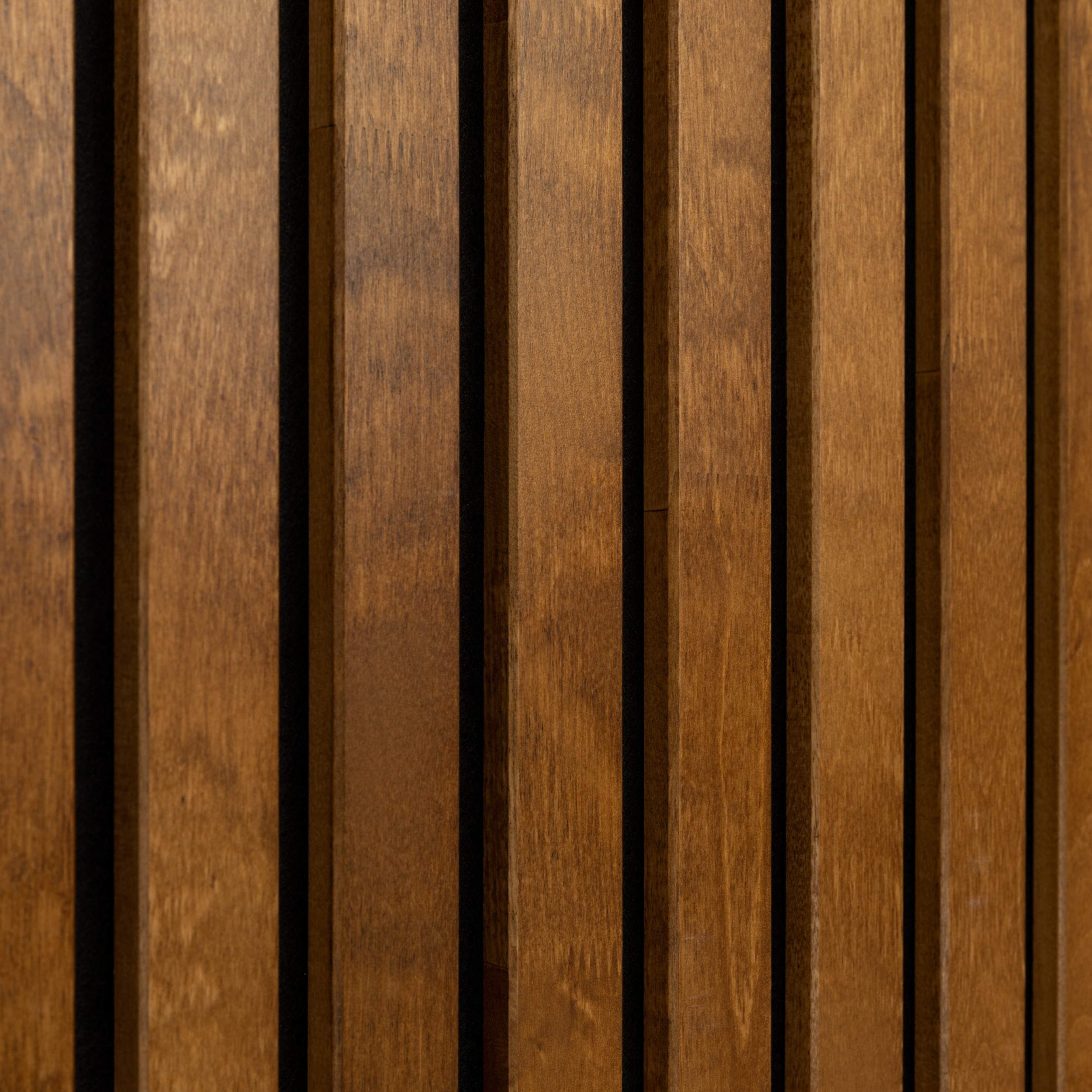 Solid Wood Acoustic Panel - Dark - 2400x600mm - Slats 35mm, with Black Felt