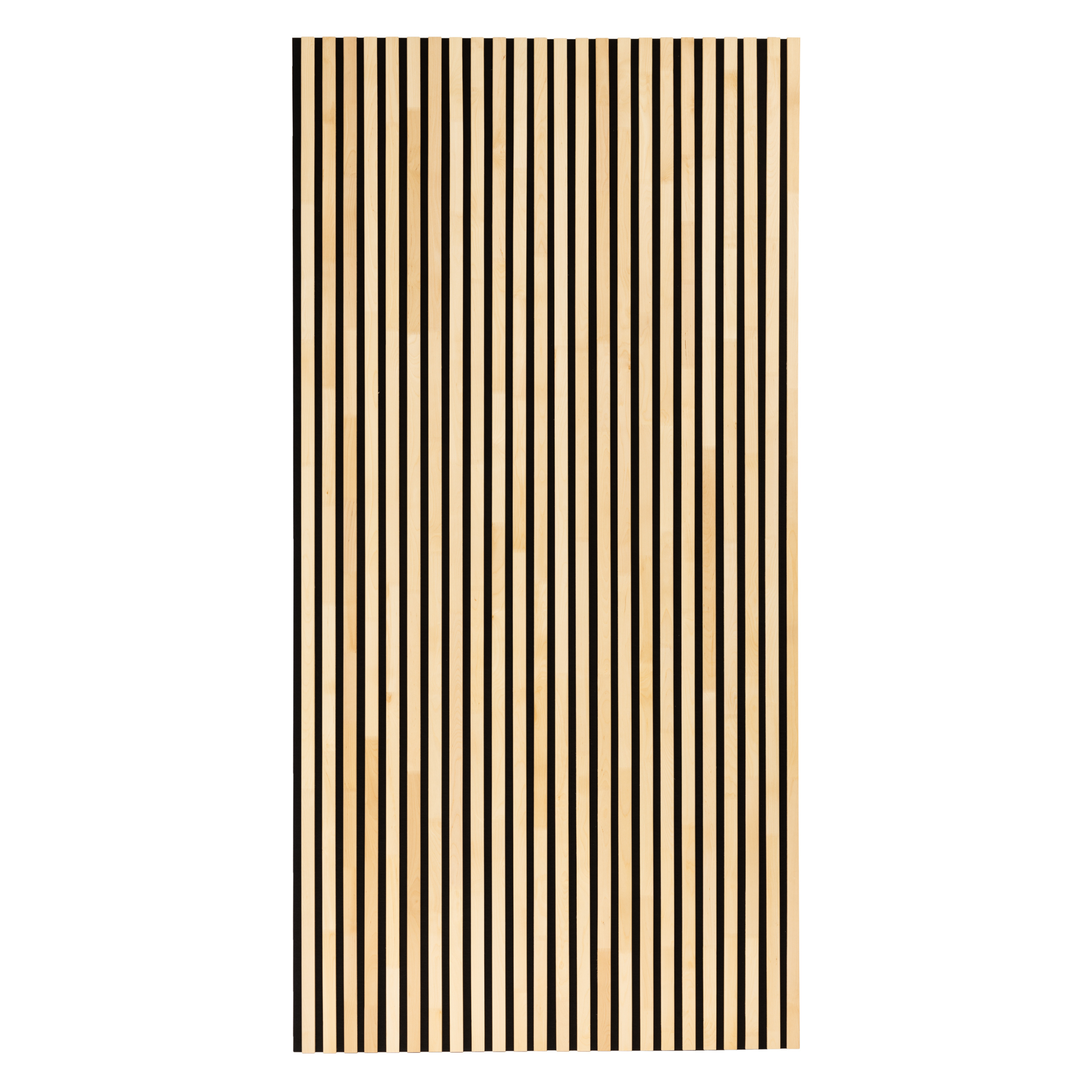 Solid Wood Acoustic Panel - Natural birch - 2400x600mm - Slats 35mm, with Black Felt