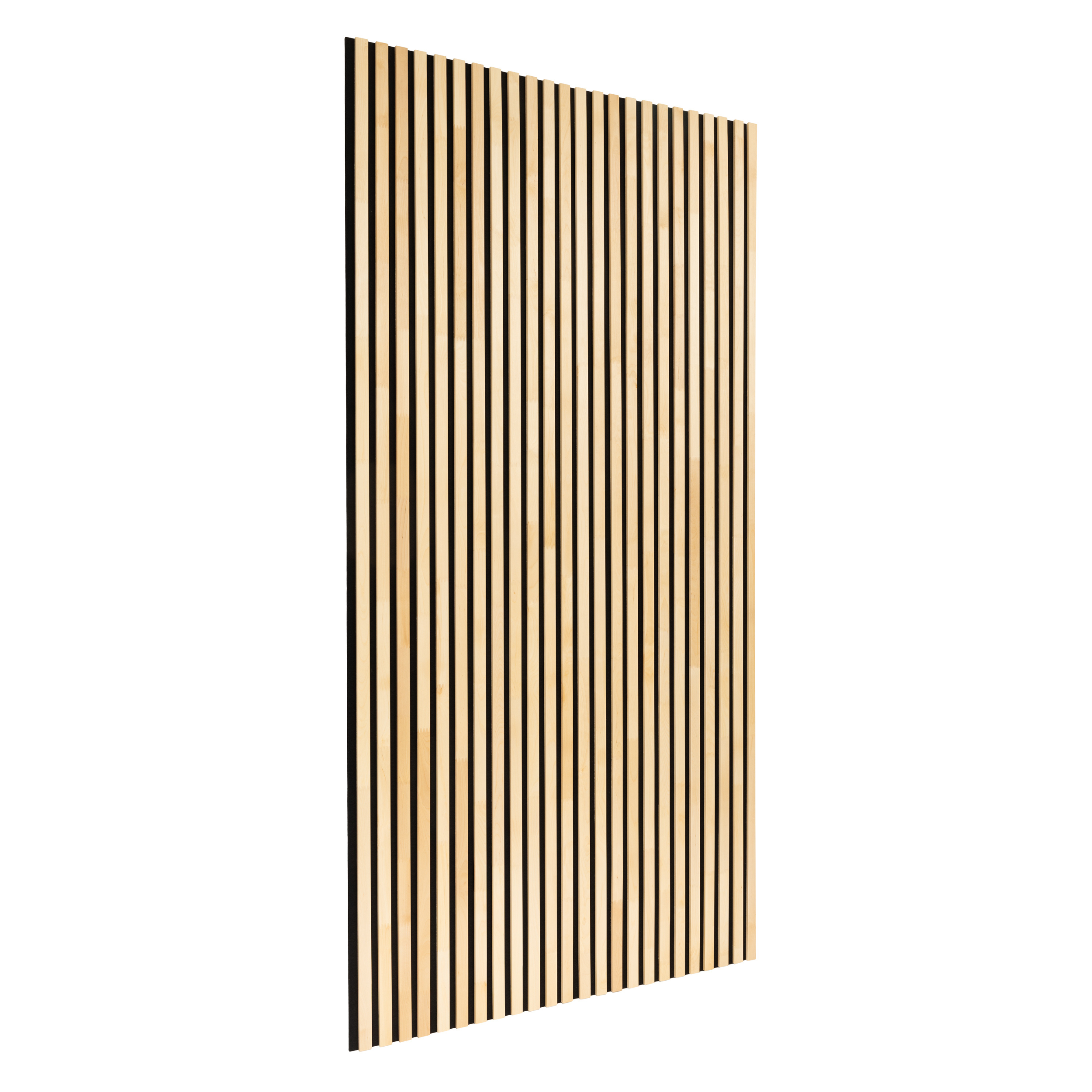 Panneau acoustique en bois massif - bouleau naturel - 2400x600mm - Lames 35mm, avec feutre noir