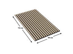 Solid Wood Wall Slat Panels with measurements on a white background