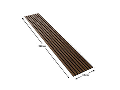 Solid Wood Wall Slat Panels with measurements on a white background