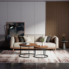 The coffee table set Rukilill in a modern and industrial living room setting