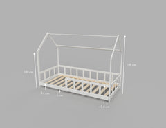 Measurements of the white Montessori House bed with barriers