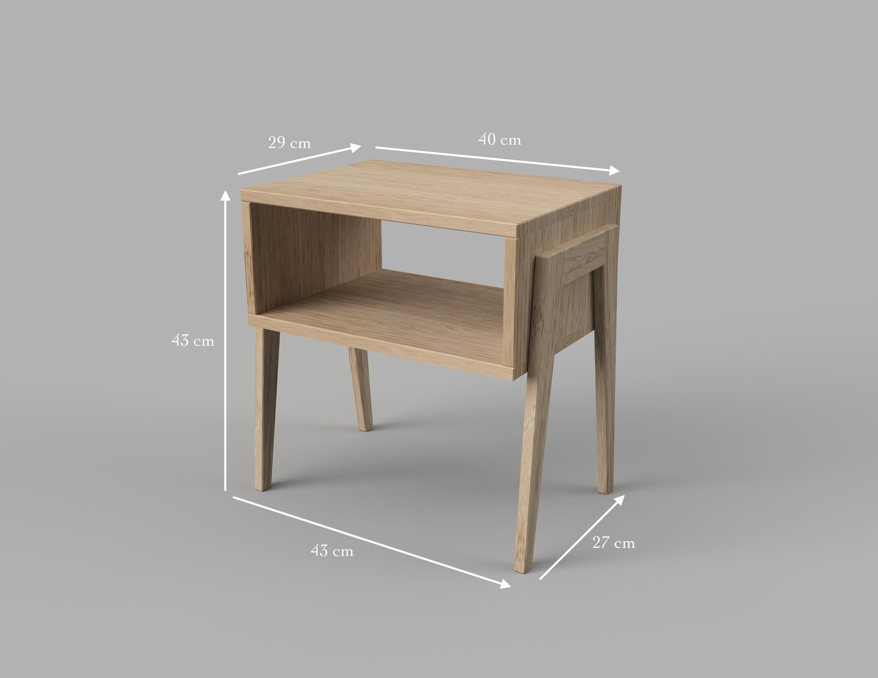 Table de chevet en bois massif Tiroir KUU mesures