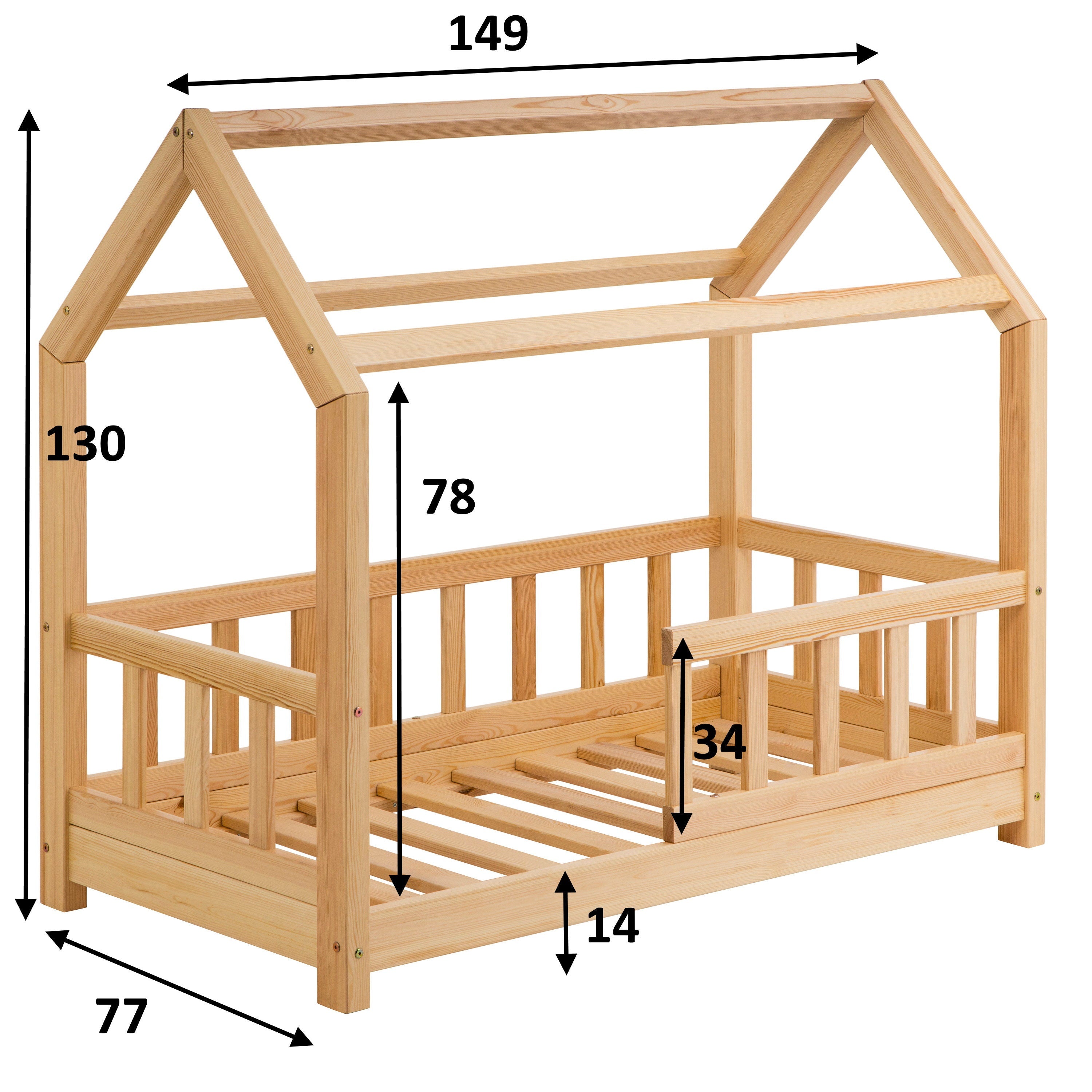 Mesures du lit Montessori naturel ÖÖBIK