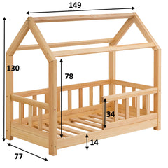 Mesures du lit Montessori naturel ÖÖBIK