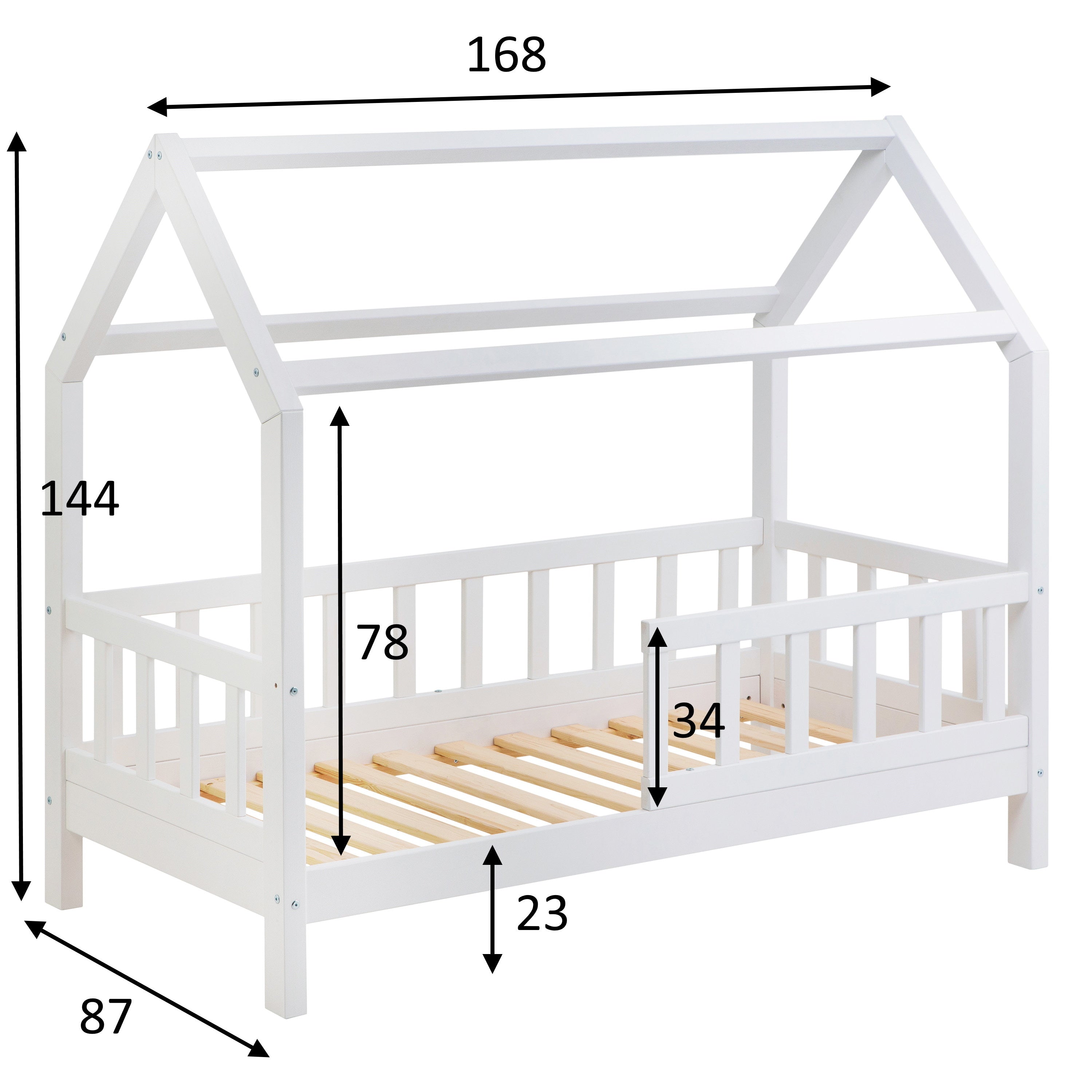 Measurements of the White Montessori bed ÖÖBIK